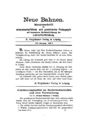 Anschauungsmittel im Rechenunterrichte und ihre Verwendung