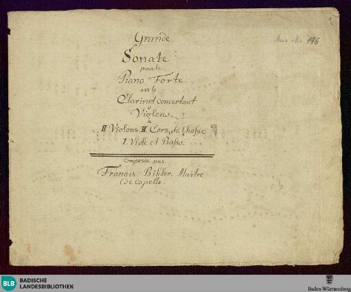 Sonatas. Excerpts - Don Mus.Ms. 196 : pf, orch; E|b