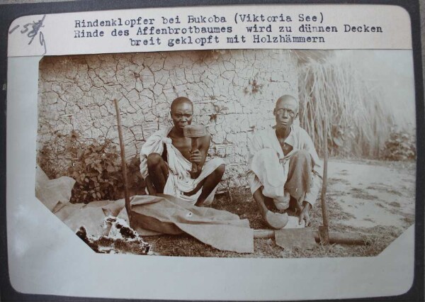 Bark beaters at Bukoba (Lake Victoria) - the bark of the red monkey tree is beaten into thin blankets with wooden hammers