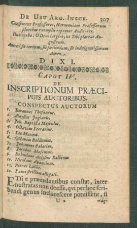 Caput IV. De Inscriptionum Praecipuis Auctoribus.