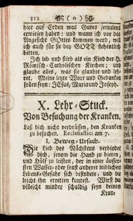 [XII.] Lehr-Stuck. Von Besuchung der Kranken.