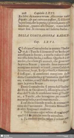 Cap. LXVI. Della Contraherba Radice