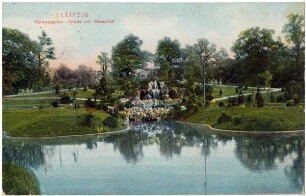Leipzig: Palmengarten - Grotte mit Wasserfall