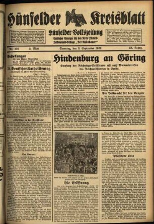 Zweite Ausgabe vom Samstag, den 03. September 1932.