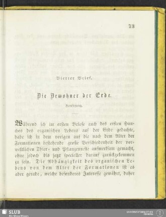 Vierter Brief. Die Bewohner der Erde. Fortsetzung