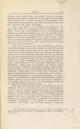 [(Nekrologe auf Karl Ludwig von Urlichs) und anden Kleine Schriften L. v. Urlichs betr.], 2
