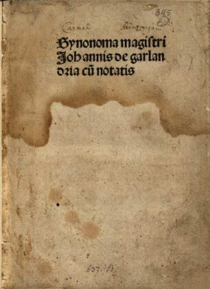 Synonoma magistri Johannis de garlandria cu[m] notatis
