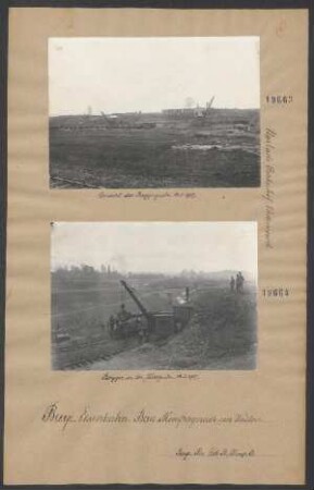 Bagger in der Kiesgrube. (Umlade Bahnhof Vadencourt.)