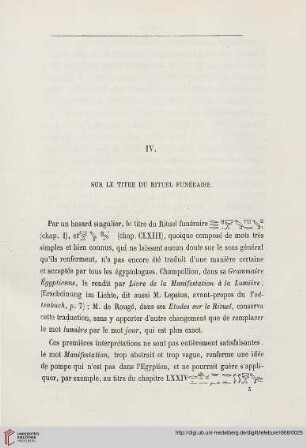IV. Sur le titre du ritual fenéraire