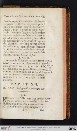 Caput XIII.: De Mediis indagandi veritatem extraordinariis
