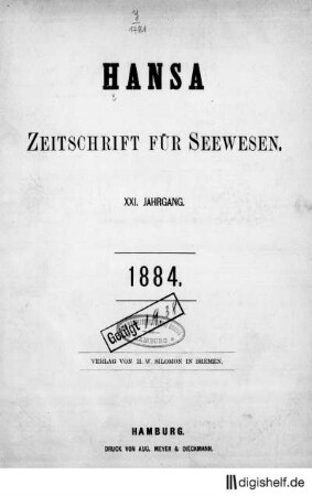 1884: 21. Jahrgang