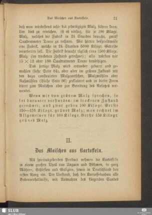 II. Das Maischen aus Kartoffeln