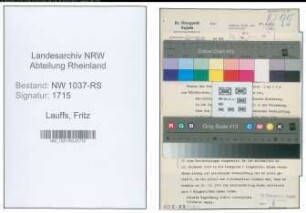 Entnazifizierung Fritz Lauffs , geb. 00.00.0000 (Bahnrat)