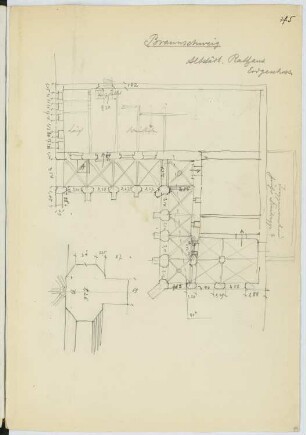 Altstädter Rathaus, Braunschweig: Grundriss EG, Details (aus: Skizzen- und Fotoalbum 17)