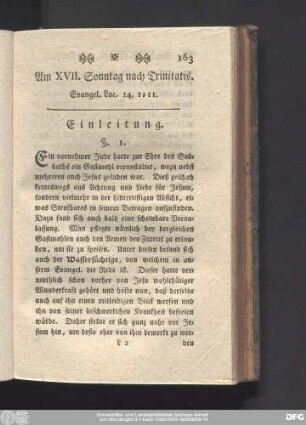 Am XVII. Sonntag nach Trinitatis. Evangel. Luc. 14, 1 - 11.