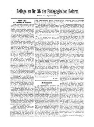 Mitteilungen : Beilage zu Nr. 36 der Pädagogischen Reform