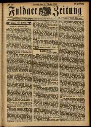 Erste Ausgabe vom Sonntag, den 29. Oktober 1893.