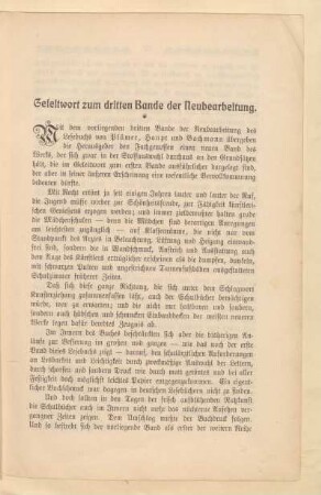 Geleitwort zum dritten Bande der Neubearbeitung