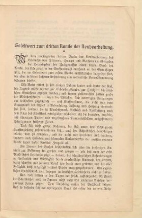 Geleitwort zum dritten Bande der Neubearbeitung