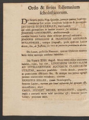 Ordo & series sollemnium scholasticorum