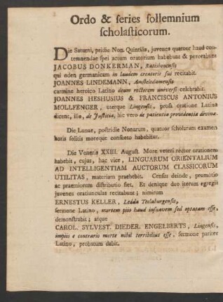 Ordo & series sollemnium scholasticorum