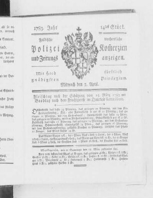 14tes Stück., Ausgabe vom 2. April 1783