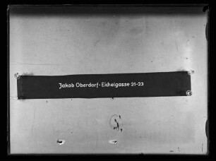Schriftzug: Jakob Oberdorf, Eichelgasse 21-23