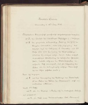 Resolutio Civium, Donnerstag d. 18ten. Juny 1846