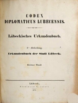 Codex diplomaticus Lubecensis, 3. Theil