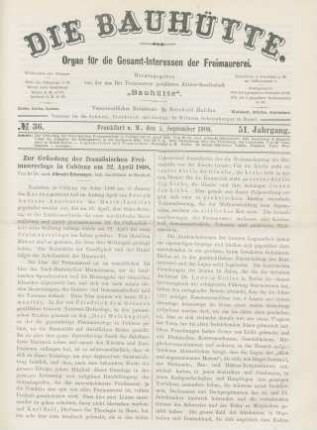 No. 36. Frankfurt a. M., den 5. September 1908. 51. Jahrgang.