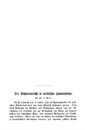 Der Schulunterricht in weiblichen Handarbeiten