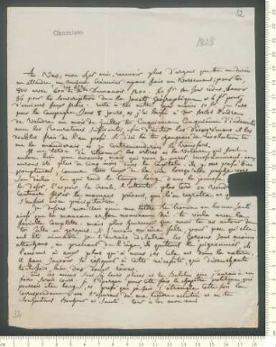 Brief von Hippolyte de Chamisso an Adelbert von Chamisso