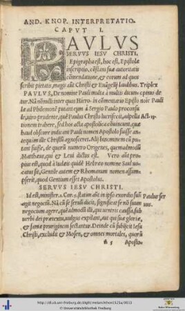 INTERPRETATIO IN EPISTOLAM PAULI AD ROMANOS
