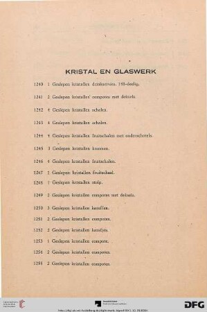 Kristal en Glaswerk (Nr. 1240-1276)