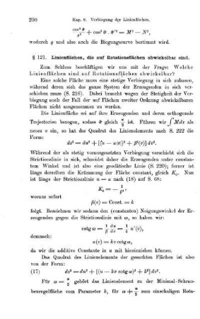 § 121. Linienflächen, welche auf Rotationsflächen abwickelbar sind.