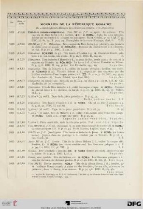 Monnaies de la République Romaine (Nr. 1001-1090)