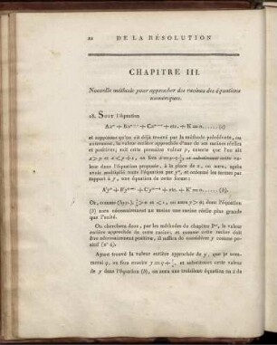 Chapitre III. Nouvelle méthode pour approcher des racines des équations numériques.