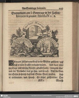 Evangelium am I. Sonntage in der Fasten, Invocavit genannt, Matth. IV. 1. – 11.