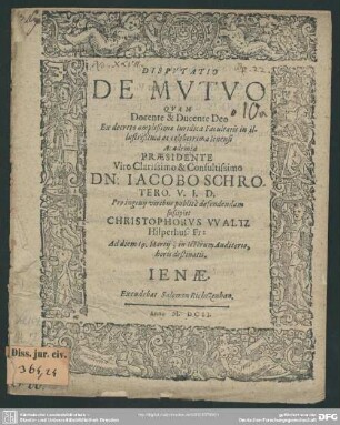Disputatio De mutuo