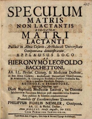 Speculum Matris Non Lactantis Dedicatum Matri Lactanti