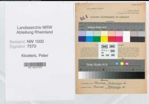 Entnazifizierung Peter Kloeters, geb. 19.06.1882 (Finanzsekretaer)