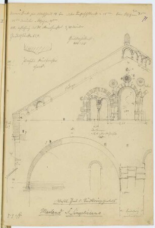 San Simpliciano, Mailand: Schnitt, Details (aus: Skizzen- und Fotoalbum 3)