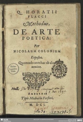 Q. Horatii Flacci methodus, De arte poetica