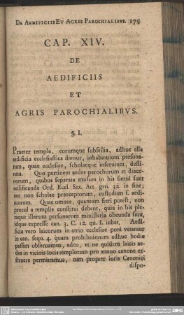 Cap. XIV. De Aedificiis Et Agris Parochialibus
