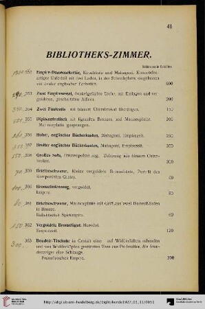 Bibliotheks-Zimmer (Nr. 352-392)