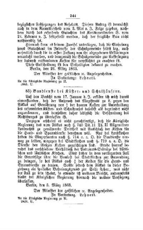 Baudienste bei Küster- und Schulhäusern : [IV. Elementarschulwesen]