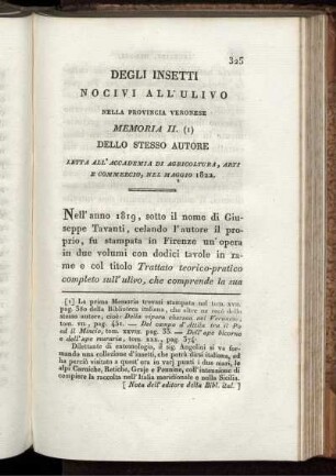 Degli Insetti Nocivi All' Ulivo nella Provincia Veronese Memoria II.