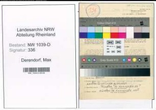 Entnazifizierung Max Derendorf , geb. 09.10.1890 (Wachmann)