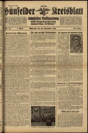 Erste Ausgabe vom Mittwoch, den 30. September 1942.