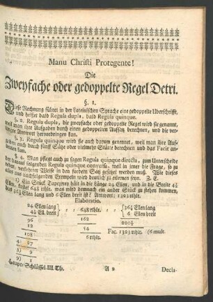 Die Zweyfache oder gedoppelte Regel Detri.